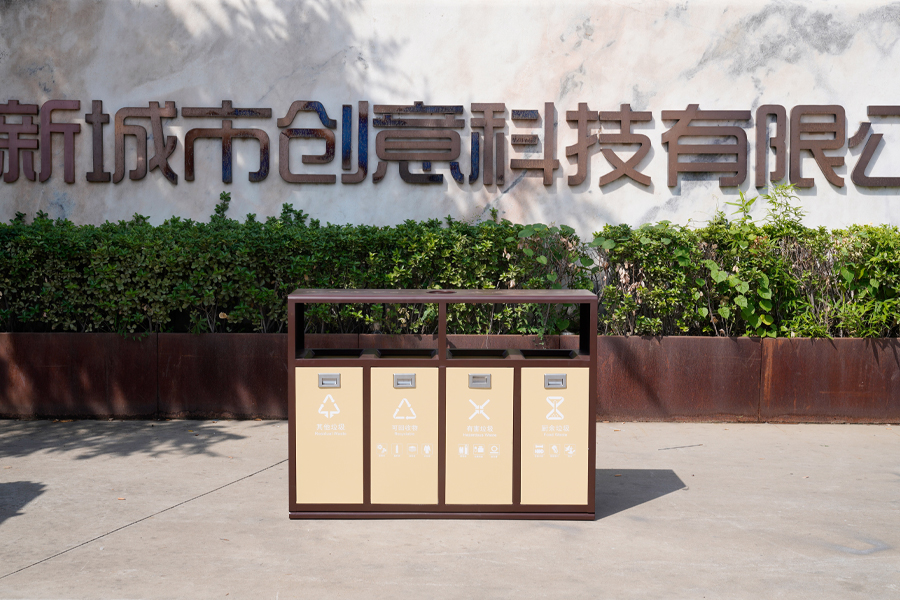 分類垃圾桶設計,戶外垃圾箱,四分類果皮箱,垃圾箱定制廠家